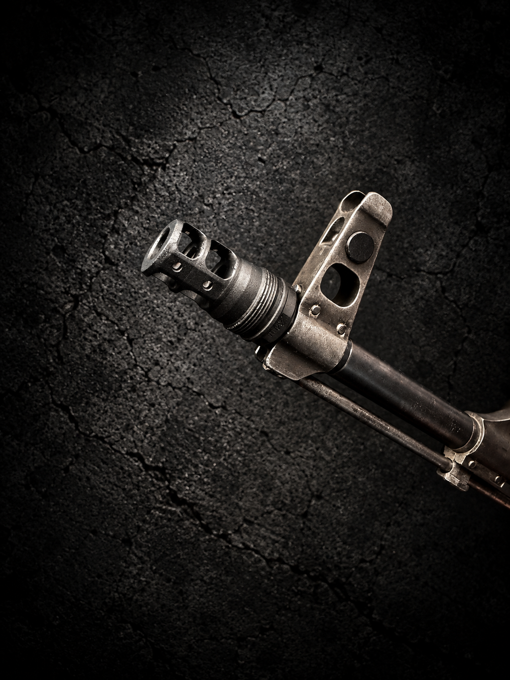 The Sickle 14×1 LH muzzle brake mounted on an AK platform